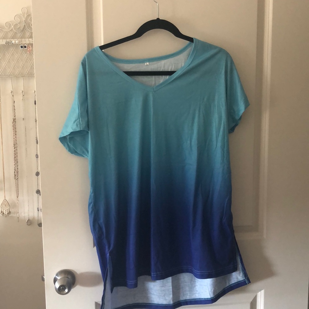 V neck T-shirt ombré